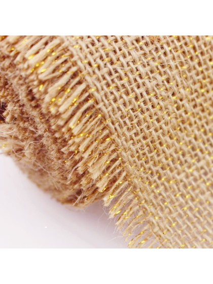 CHEMIN DE TABLE JUTE FIL D’OR 29CM X 3M