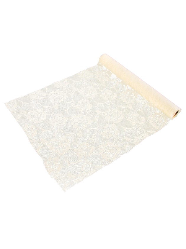 IVORY ROSES LACE TABLE RUNNER 30CM X 5M