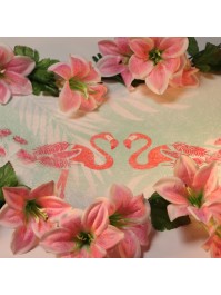 CHEMIN DE TABLE ROMANCE FLAMANT ROSE 29CM X 5M