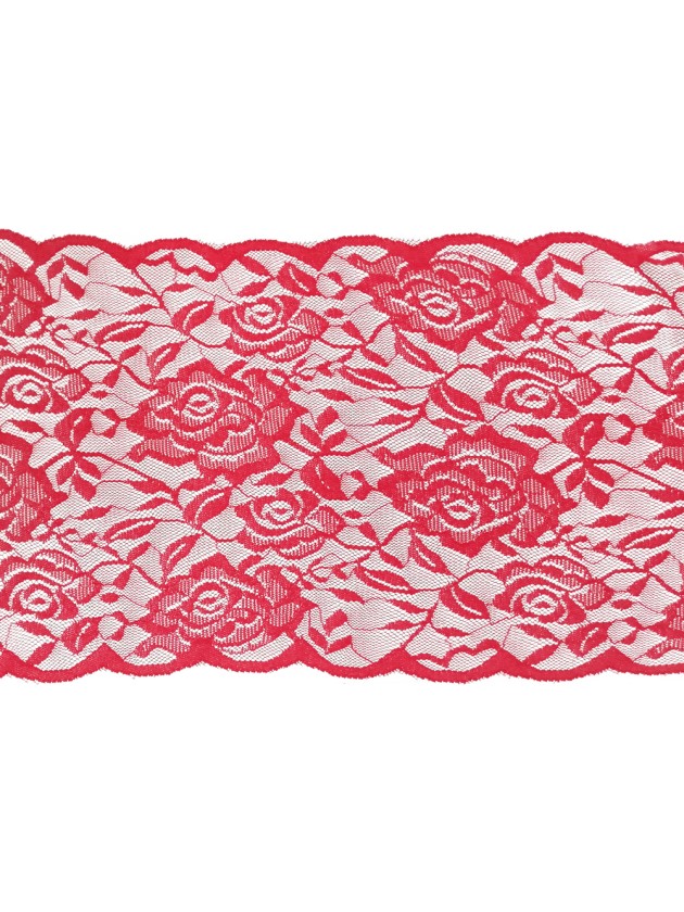 TABLE RUNNER ROSES RED LACE 17CM X 5M