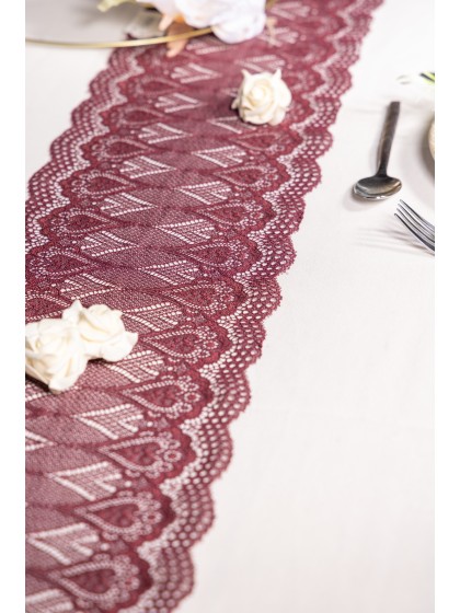 CHEMIN DE TABLE DENTELLE PERSAN BORDEAUX 18CM X 5M