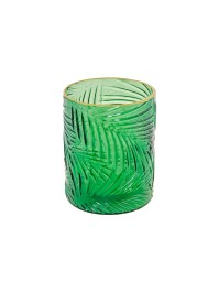 GREEN LEAF GLASS CANDLEHOLDER DIA 10CM X 12.5CM