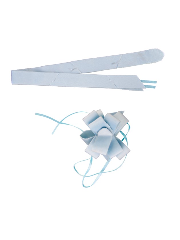 SACHET 2 NOEUDS VELOURS BLEU PASTEL 4.7CM X 1.8CM