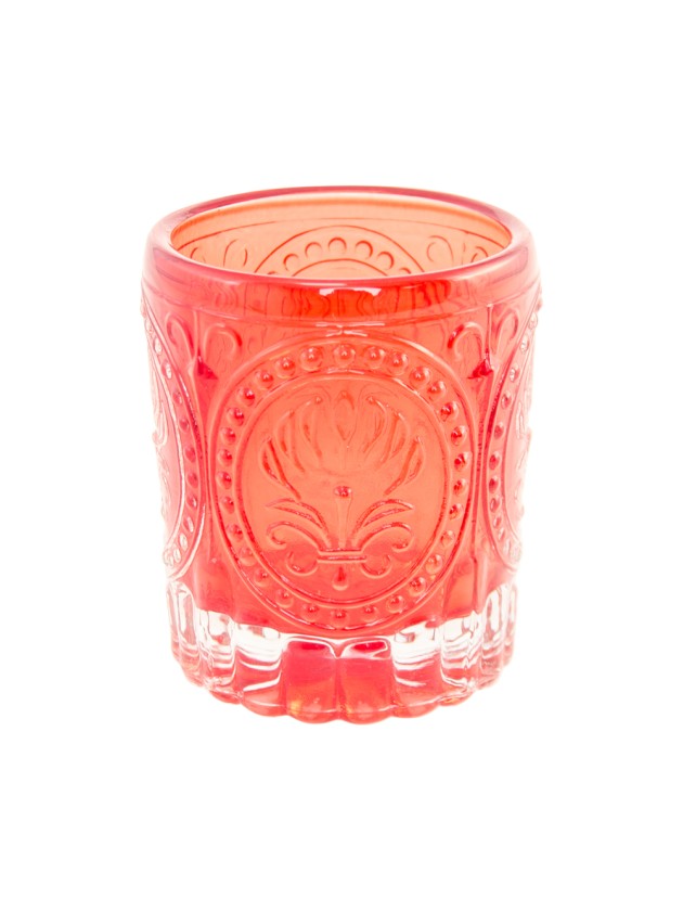RED ART DECO CANDLEHOLDER DIA 6.7CM X 7.8CM