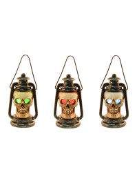 LANTERNE TETE DE MORT RESINE AVEC LEDS 11.2CM X 6.4CM X 5.9CM