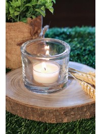 ROUND GLASS CANDLEHOLDER DIA 6.5CM X 5.7CM