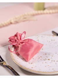SACHET 4 BOURSES FUCHSIA SATIN 8CM X 10CM