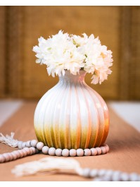 BOUQUET 4 FLEURS IVOIRE 26CM / BOUTON DIA 6CM