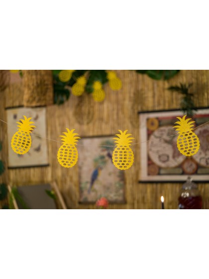 GIRLANDE 3M 10 ANANAS GOLD GLITZER 21.5CM X 12CM