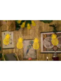 GIRLANDE 3M 10 ANANAS GOLD GLITZER 21.5CM X 12CM