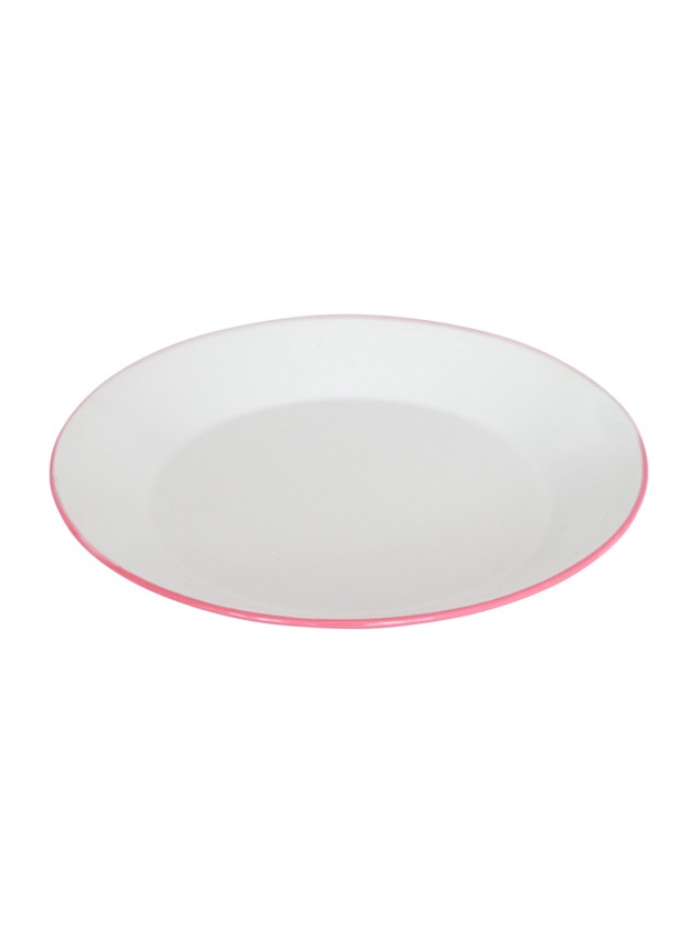 TELLER METALL DEKO BLANC/ROSE DIA 25CM X 2.5CM HT