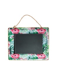 SCHIEFERTAFEL METALL BLUMEN TROPCIALES AUFHÄNGEN 30.5CM X 24.5CM X 1.5CM