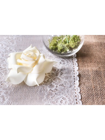 CHEMIN DE TABLE JUTE DENTELLE 60CM X 3M