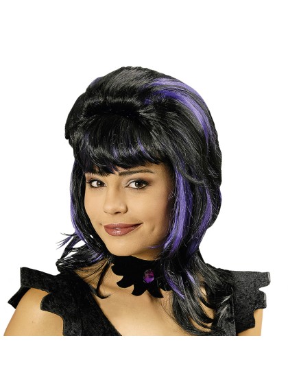 PERÜCKE VAMPIRIN SCHWARZ UND VIOLETT 