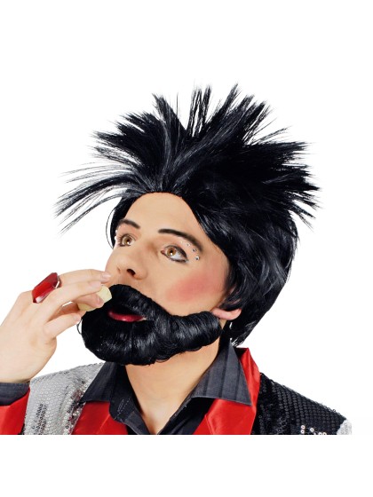 PERRUQUE HARALD NOIR AVEC BARBE 