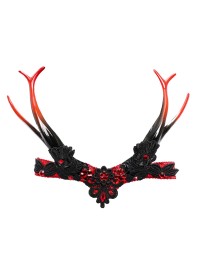 COIFFE GOTHIQUE ROUGE NOIRE AVEC CORNES 