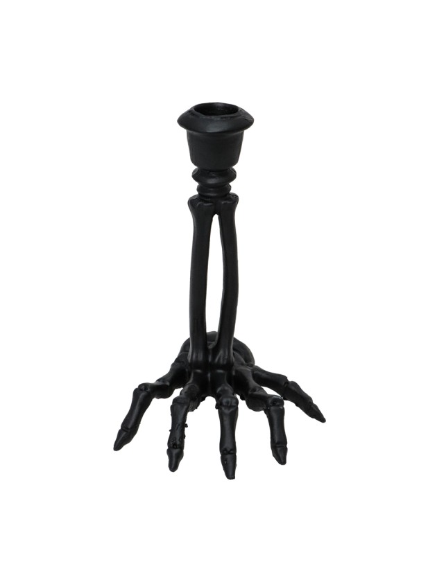 RESIN BLACK SKELETON HAND CANDLEHOLDER 12CM X 11.5CM X 16CM