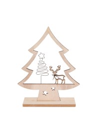 WOODEN TREE TABLE CENTER ON BASE BLACK METAL WIRE TREE 19CM X 24CM
