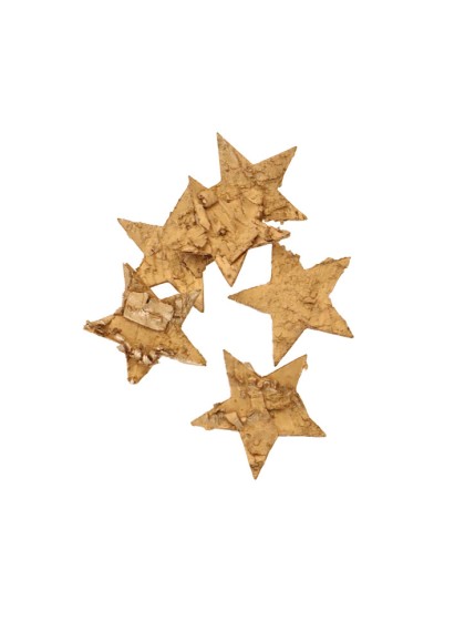SACHET 24 ETOILES ECORCE BOIS OR MAT 5.4CM X 5.4CM X 0.1CM