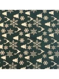 CHEMIN DE TABLE VELOURS XMAS ICONS VERT FONCE / OR METAL 28CM X 3M