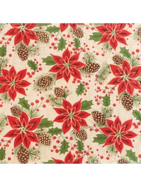 CHEMIN DE TABLE POINSETTIAS ROUGE 28CM X 3M