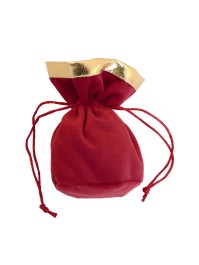 BEUTEL 3 BEUTEL SAMT BORDEAUX BORDURE GOLD 6CM X 6CM X 12CM