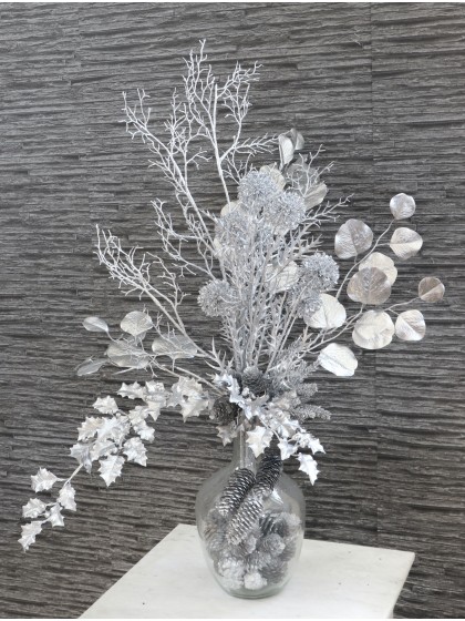 MATT SILVER ALLIUM BRANCH 76CM