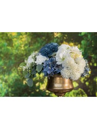 BOUQUET 6 DAHLIAS BLEU DENIM DIA 13CM X 26CM