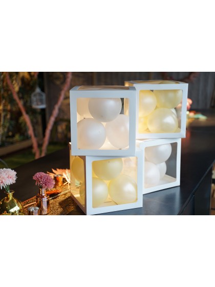 4 CUBES CARTON AV FILM PLASTIQUE RIGIDE BLANC 30CM X 30CM X 30CM