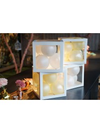 4 CUBES CARTON AV FILM PLASTIQUE RIGIDE BLANC 30CM X 30CM X 30CM