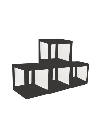 4 KARTONWÜRFEL MIT FILM KUNSTSTOFF STARR SCHWARZ 30CM X 30CM X 30CM