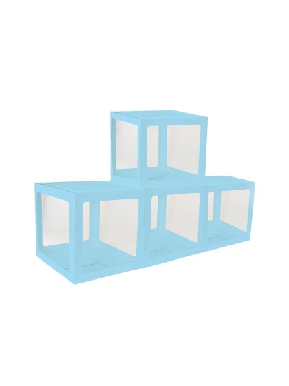 4 CARTON CUBES W/ PLASTIC BLUE 30CM X 30CM X 30CM