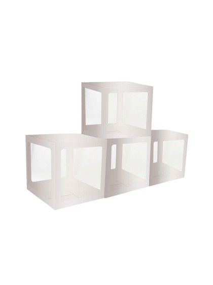 4 KARTONWÜRFEL MIT FILM KUNSTSTOFF STARR SILBER 30CM X 30CM X 30CM