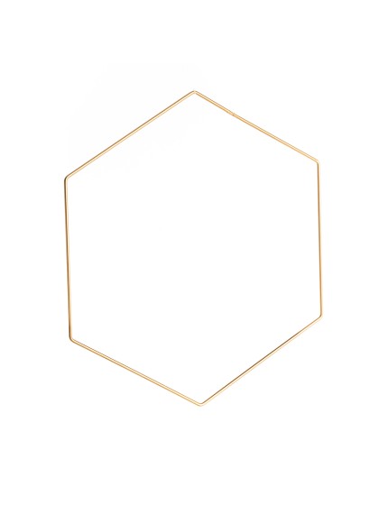 GOLD METAL HEXAGONAL HANGING DECO 40CM X 40CM X 0.3CM