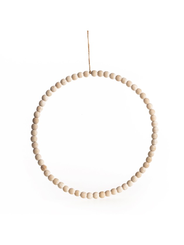 WOODEN BEAD RING TO HANG DIA 26CM X 1.4CM