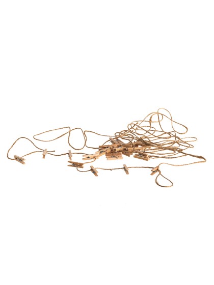 GIRLANDE JUTE 3M MIT 30 KLAMMERN HOLZ 3M / 2.5CM