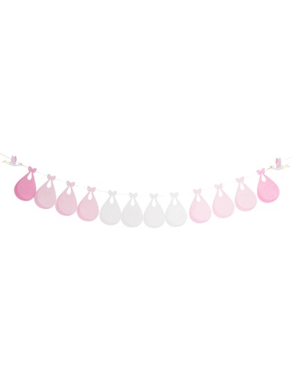 GIRLANDE BABYPARTY PERSONALISIERBAR ROSE/BLANC 240CM X 22CM