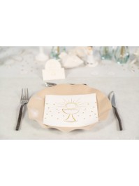 PAKET AUS 20 SERVIETTEN 3 FALETENKOMMUNION GOLD METALL 33CM X 33CM