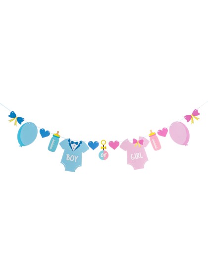 GIRLANDE GENDER REVEAL JUNGE ODER MÄDCHEN 2M X 21CM