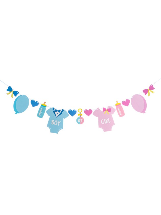 GIRLANDE GENDER REVEAL JUNGE ODER MÄDCHEN 2M X 21CM