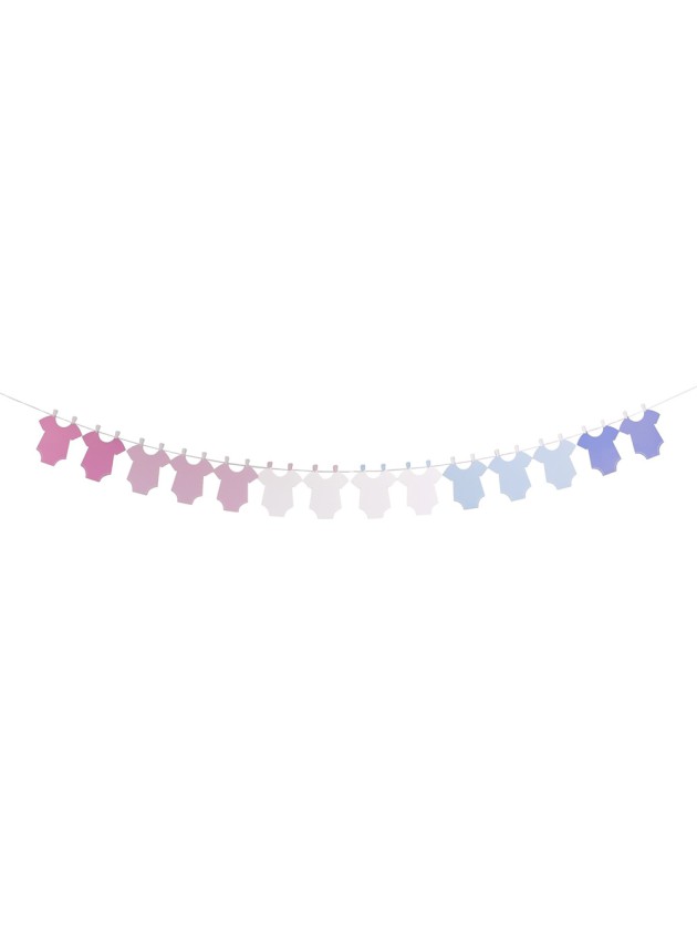GENDER REVEAL GARLAND TO CUSTOMIZE PINK/WHITE/BLUE 3M X 23CM