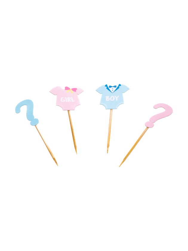 SET 8 STICKS CUP CAKE BOY OR GIRL AROUND 3CM X 9CM