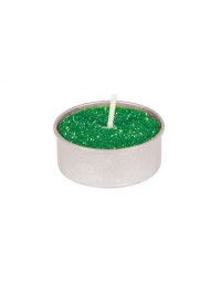SET 6 BOUGIES CH PLAT VERT JUNGLE PAILLETE 4H DIA 3.5CM