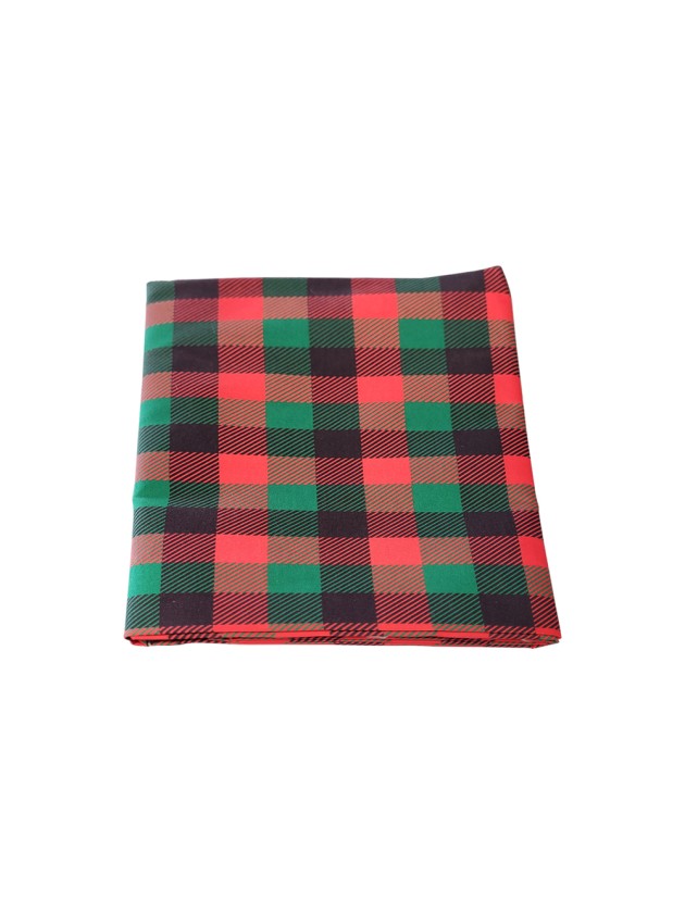 NAPPE PLIEE TISSU TARTAN ROUGE/VERT/BLANC 150CM X 240CM