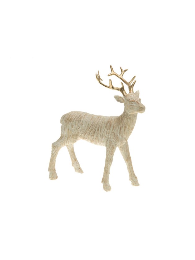 VINTAGE RESIN DEER GOLD/WOOD EFFECT 10CM X 2CM X 14CM