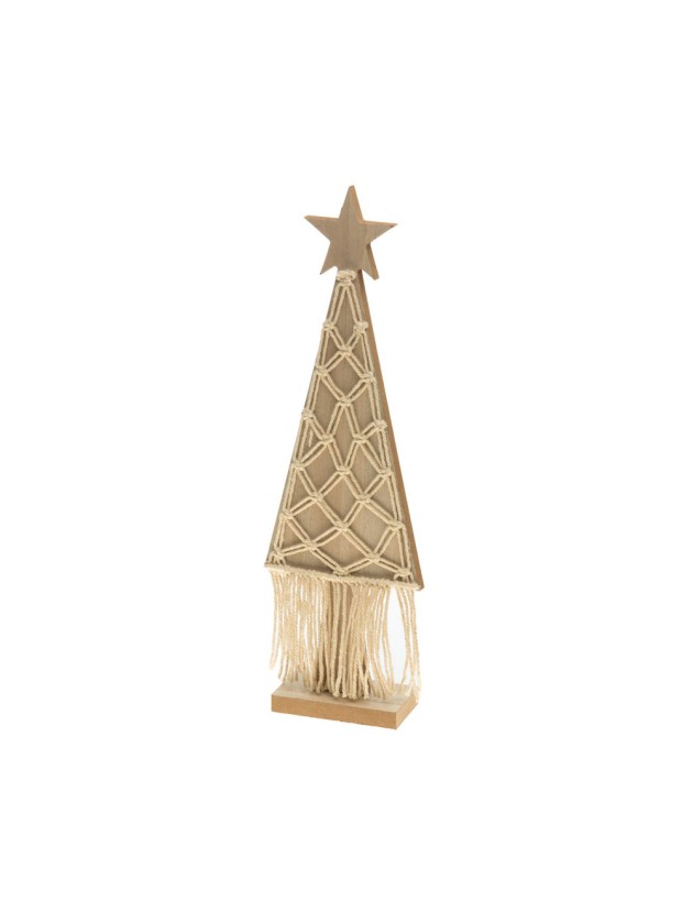 SAPIN BOIS NATUREL MACRAME SUR SOCLE 11.5CM X 5CM X 36CM