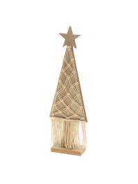 SAPIN BOIS NATUREL MACRAME SUR SOCLE 16CM X 5.5CM X 51CM