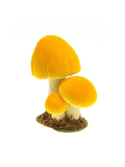 3 CHAMPIGNONS JAUNE SUR SOCLE MOUSSE 13CM X 10CM X 17CM