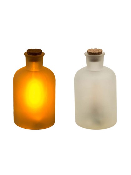 BOUTEILLE GIVREE MOOD EFFET FLAMME LED DIA 8CM X 15.5CM