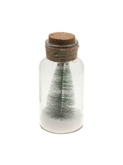BOCAL SAPIN NEIGE CORDELETTE JUTE DIA 8CM X 16.5CM